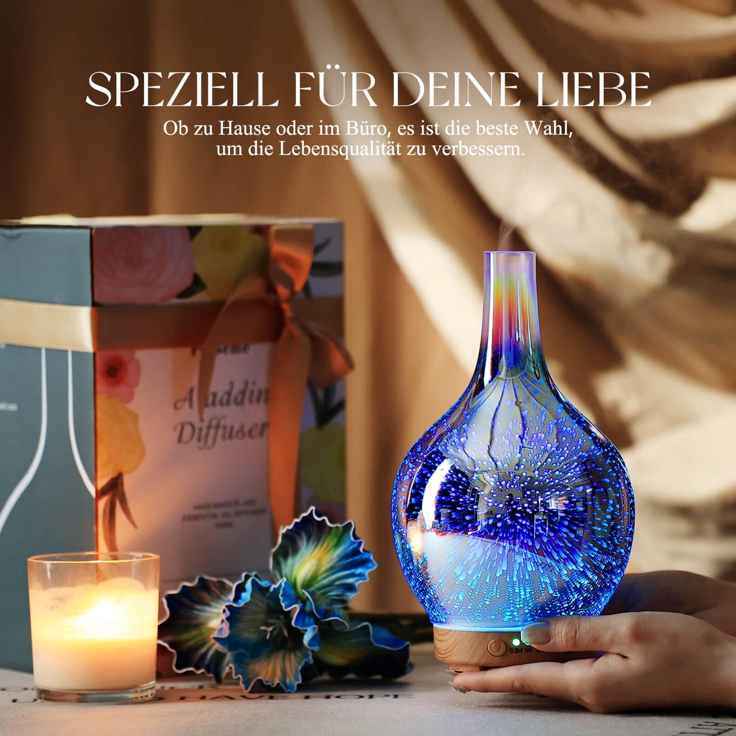 Aroma Diffuser Luftbefeuchter,150ml Luftbefeuchter Ultraschall Leise 7 farbwechselnde LEDs,Diffuser für Ätherische Öle Raumbefeuchter