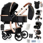 Reenborn 3-in-1 Pushchair, Buggy with Two Reversible Sliding Modes, Pushchair with Frame Aluminium Alloy, Baby Pram, 3-in-1 Complete Set with One-Click Folding Design