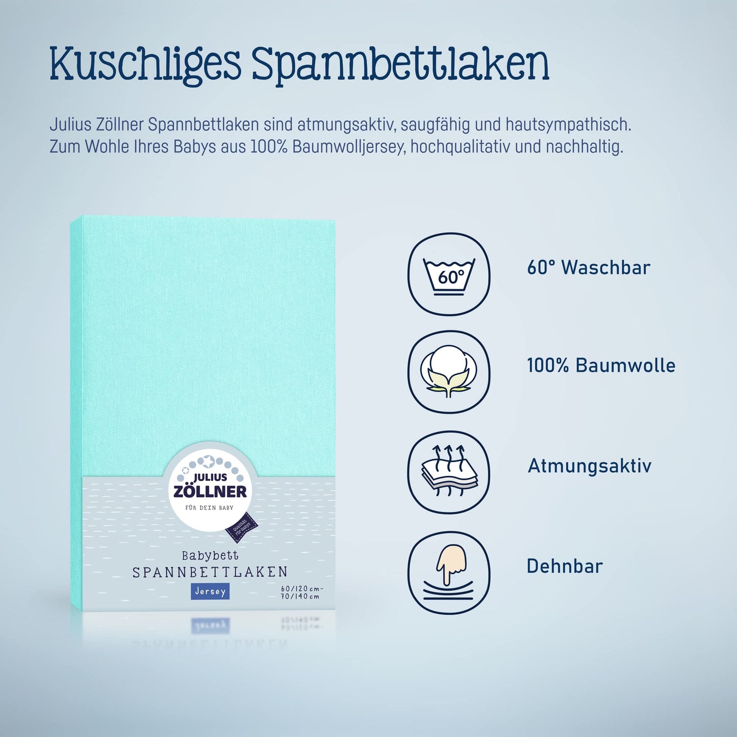 Spannbettlaken für Baby- & Kinderbett, 100% Jersey-Baumwolle, 2er Pack