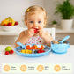 Geschirr Set 6 x Stainless Steel Baby Plates with Suction Cup, 2 Porridge Bowls Baby Bowl and 2 Spoon Forks