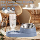Cat Feeding Station with Automatic Water Bottle, 2-in-1 Raised Bowl Made of Stainless Steel