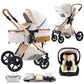 Shineey 3-in-1 Pushchair, Buggy, Foldable Pushchair Set, Combination Pushchair 3-in-1 with Large Comfortable Baby Carrycot Frame, Aluminium Alloy