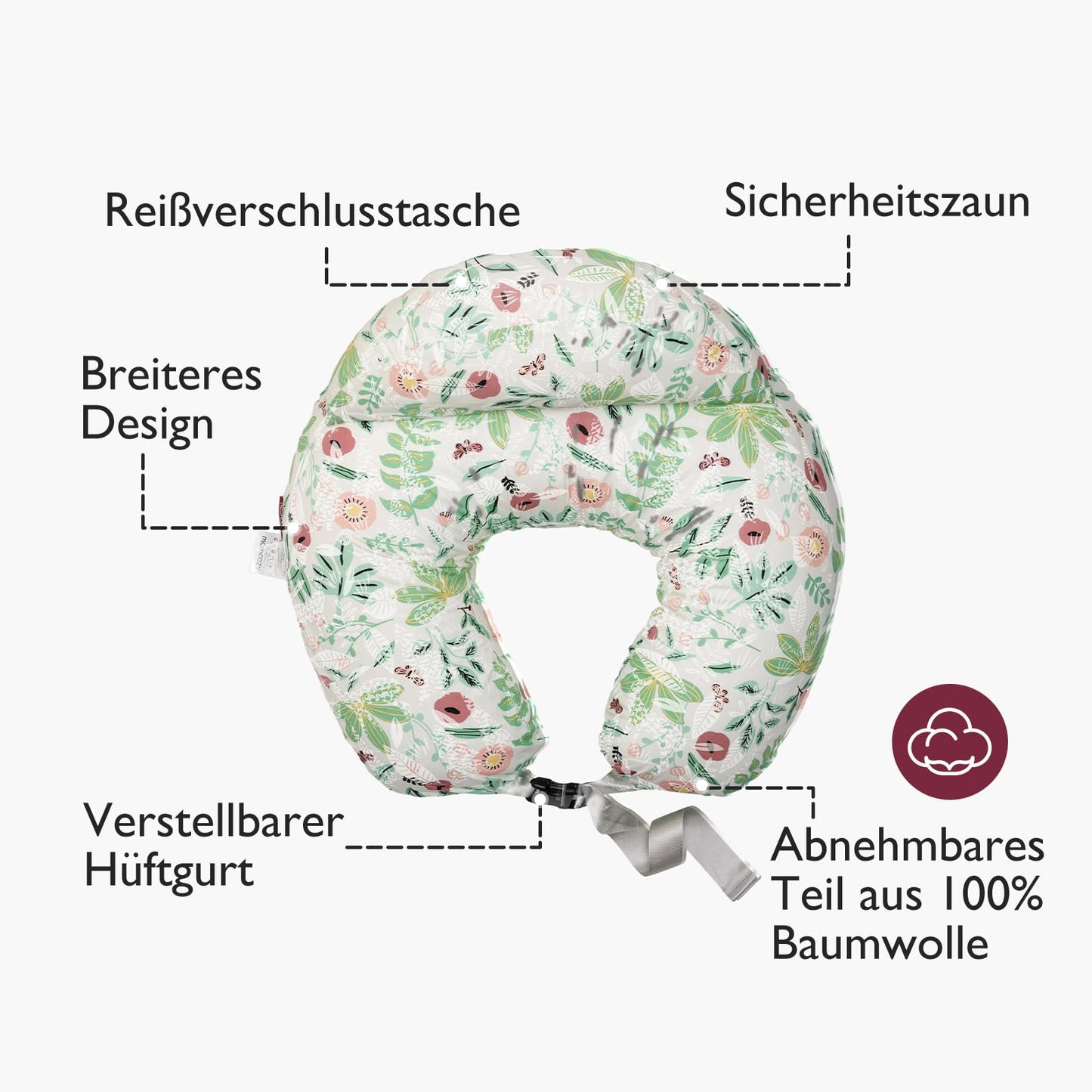 Stillkissen, Nursing Pillow with Safety Border - Ergonomic Nursing and Positioning Pillow