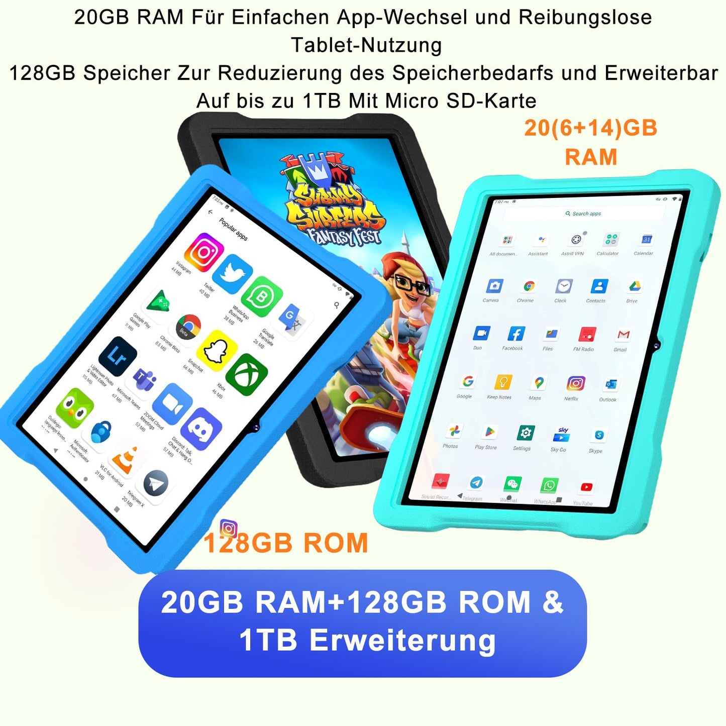2025 Latest Tablet 10 Inch Android with 5G WiFi 6.20 GB RAM + 128 GB ROM (TF 1TB), Octa-Core, Widevine L1, Educational IWawa App, 6000 mAh, Bluetooth 5.0
