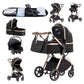 3-in-1 Pram Set with Seat, Baby Bed is Foldable, Adjustable Reclining Position,up to 15 kg, 0-3 Years