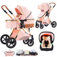 Shineey 3-in-1 Pushchair, Buggy, Foldable Pushchair Set, Combination Pushchair 3-in-1 with Large Comfortable Baby Carrycot Frame, Aluminium Alloy