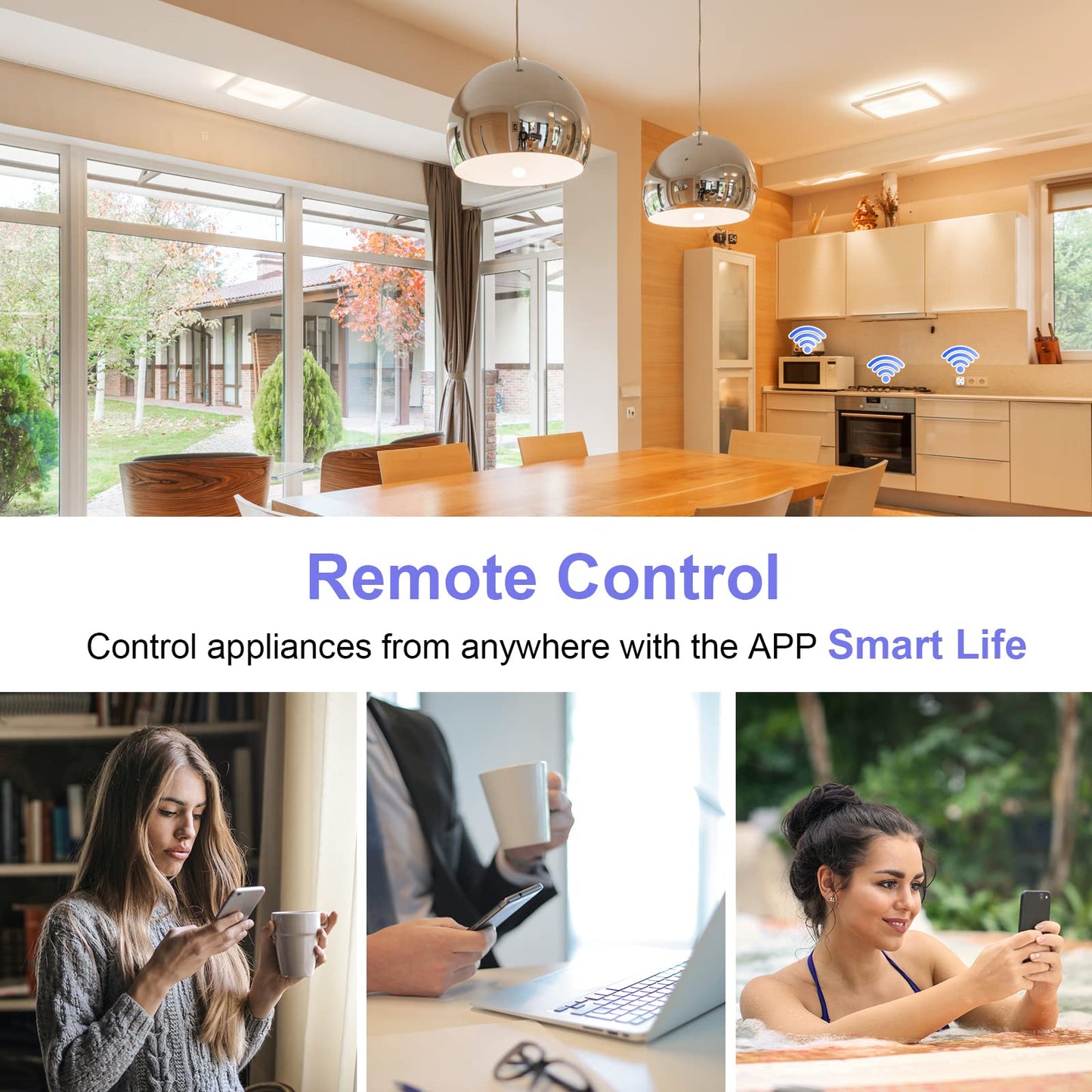 WLAN Smart Steckdose 16A Stromverbrauch Messen kompatibel mit Alexa/Google Home, Kinderschutz, Smart Life