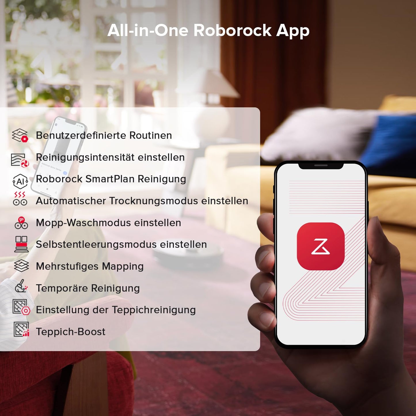 Robot Vacuum Cleaner with Wiping Function, 8000Pa Suction Power Anti-Tangling Side Brush, Obstacle Avoidance