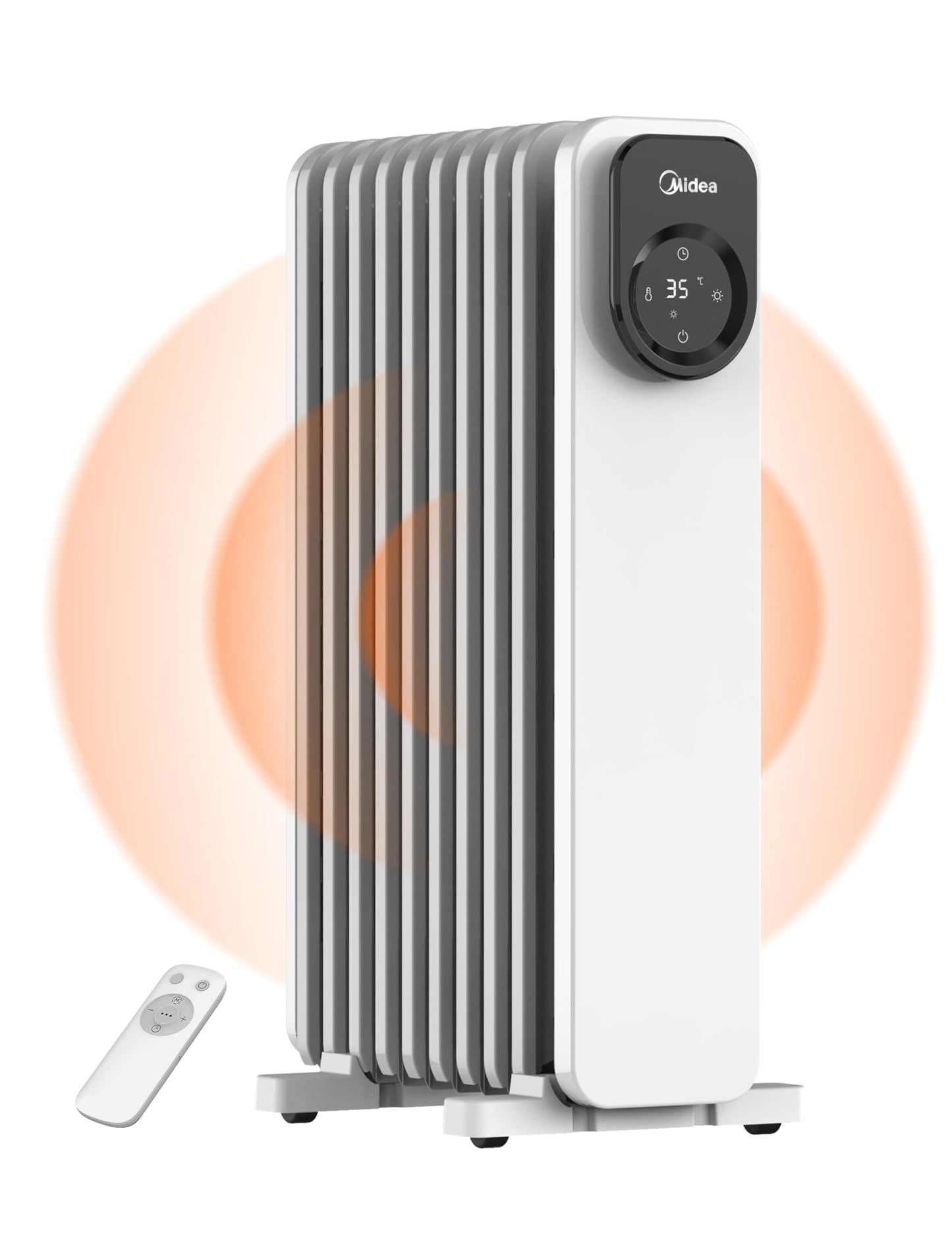 2300W 11 Rippen tragbarer Elektroheizer mit Drehknopfregelung und einstellbarem Thermostat, 3 Heizstufen, Kipp- und Überhitzungsschutz, ultra-leise im Büro & Zuhause