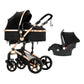 Reenborn 3-in-1 Pushchair, Buggy with Two Reversible Sliding Modes, Pushchair with Frame Aluminium Alloy, Baby Pram, 3-in-1 Complete Set with One-Click Folding Design