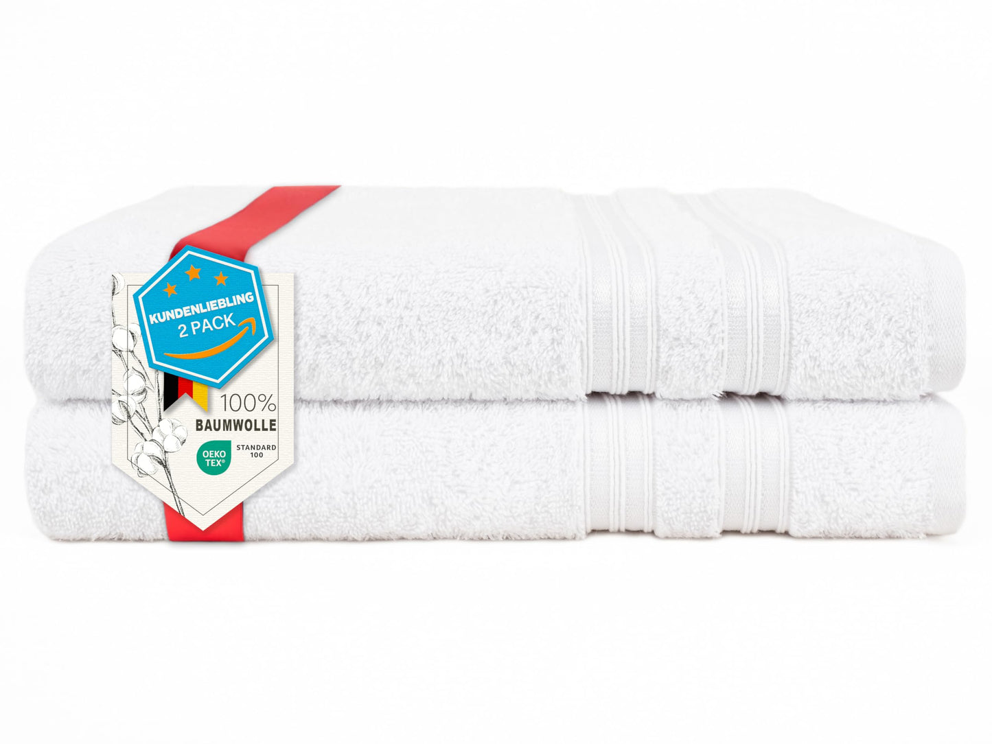 6-Piece Hand Towel Set, 100% Cotton, Soft, Absorbent, Quality Hand Towels Set, 2 Bath Towels 70 x 140 cm, 4 Hand Towels 50 x 100 cm, White