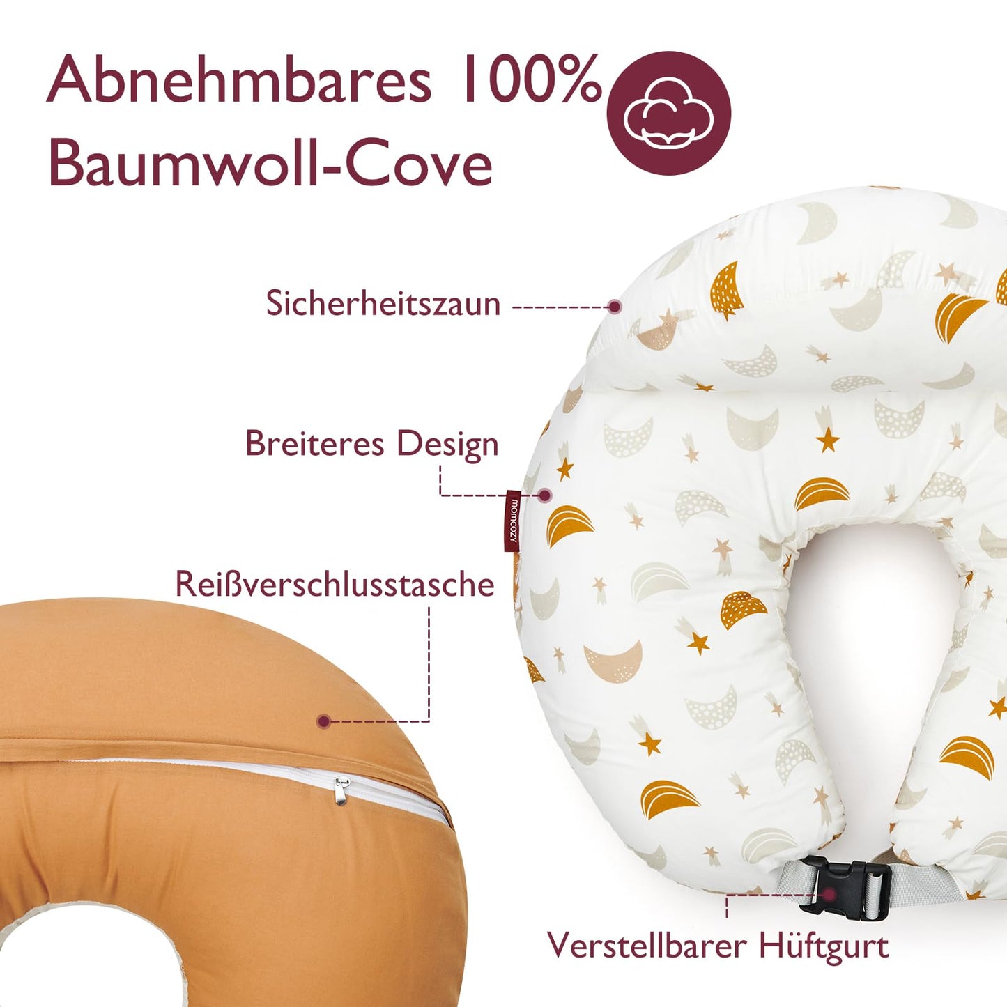 Stillkissen, Nursing Pillow with Safety Border - Ergonomic Nursing and Positioning Pillow