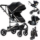 Reenborn 3-in-1 Pushchair, Buggy with Two Reversible Sliding Modes, Pushchair with Frame Aluminium Alloy, Baby Pram, 3-in-1 Complete Set with One-Click Folding Design