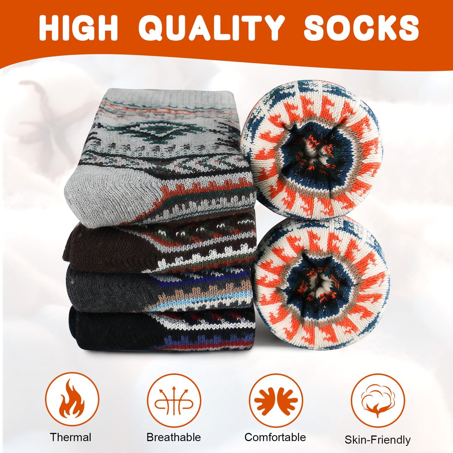 Airabc 5 Pairs of Women's Thermal Socks, Warm Winter Socks, Colourful Cosy and Breathable