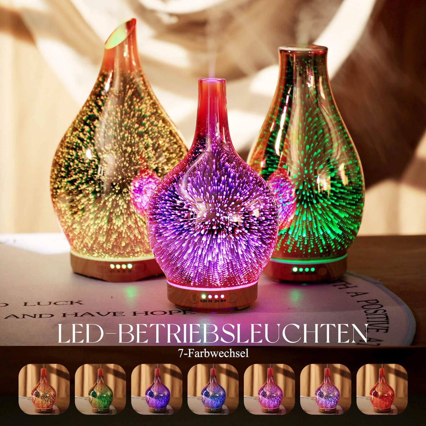 Aroma Diffuser Luftbefeuchter,150ml Luftbefeuchter Ultraschall Leise 7 farbwechselnde LEDs,Diffuser für Ätherische Öle Raumbefeuchter