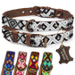 Hundehalsband Leder - braunes Rindsleder Tribal Grün/Braun/Beiges