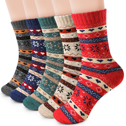 Airabc 5 Pairs of Women's Thermal Socks, Warm Winter Socks, Colourful Cosy and Breathable