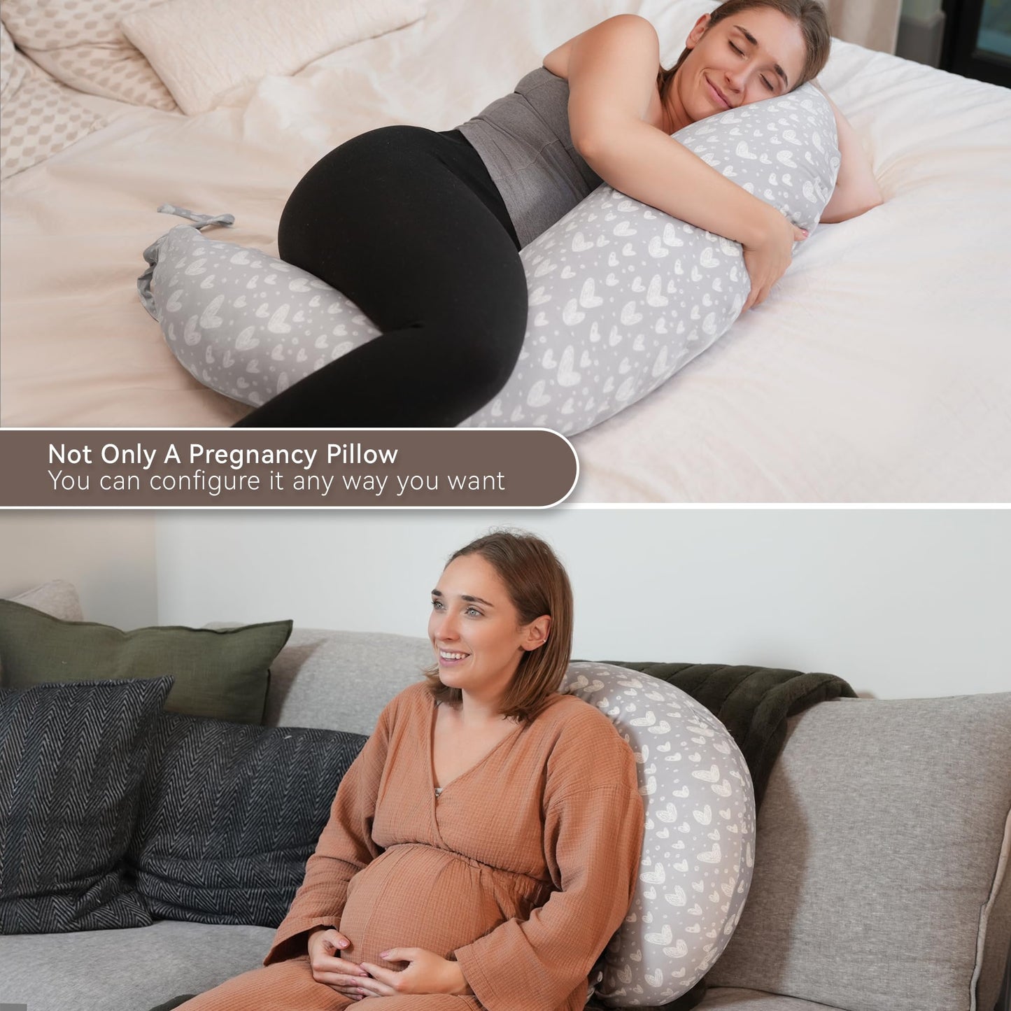 Nursing Pillow, Versatile Plus Size Positioning Pillow, Pregnancy Pillow for Baby and Adults, Side Sleeper Pillow with Washable