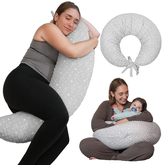 Nursing Pillow, Versatile Plus Size Positioning Pillow, Pregnancy Pillow for Baby and Adults, Side Sleeper Pillow with Washable