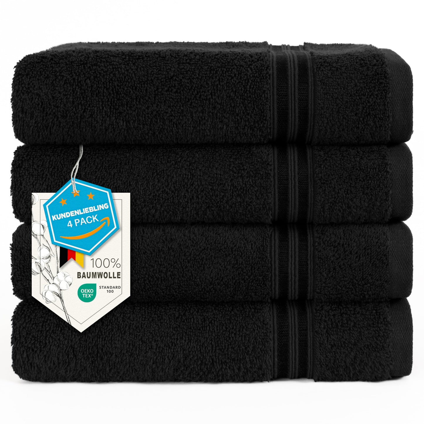 6-Piece Hand Towel Set, 100% Cotton, Soft, Absorbent, Quality Hand Towels Set, 2 Bath Towels 70 x 140 cm, 4 Hand Towels 50 x 100 cm, White