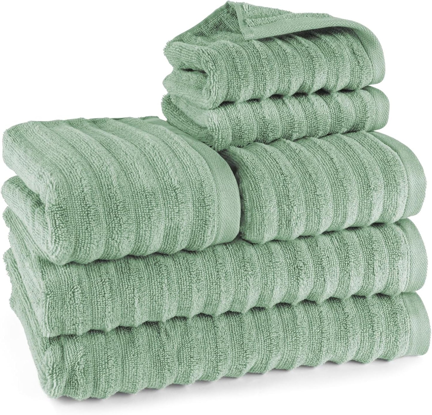 Pure Label 6-Piece Hand Towel Set with Hanging Loops Made of 100% Cotton, Absorbent and Soft, 2 x Bath Towels (70 x 140 cm), 2 x Hand Towels (50 x 100 cm), 2 x Guest Towels (30 x 50 cm),