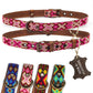 Hundehalsband Leder - braunes Rindsleder Tribal Grün/Braun/Beiges