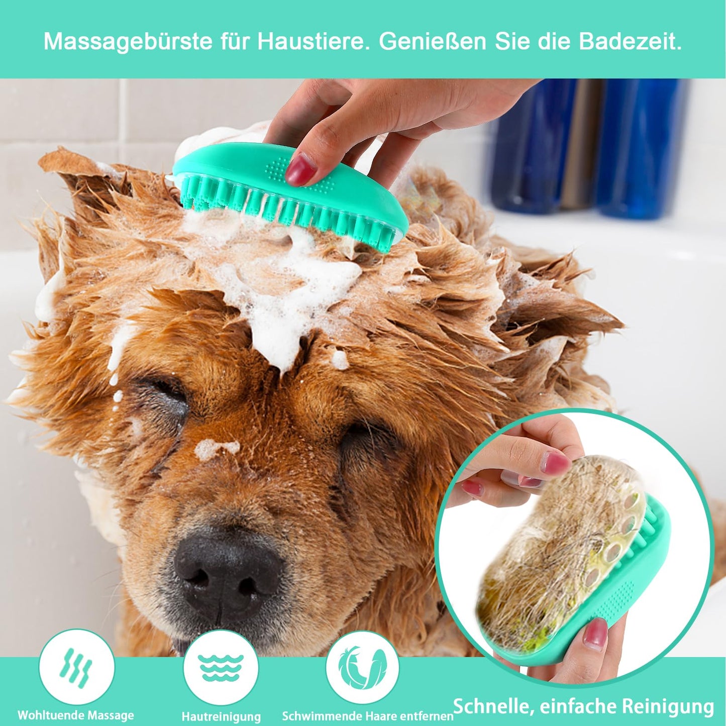 Hundebürste für Hunde und Katzen, selbstreinigend, Katzenbürste für Unterwolle und loses Fell