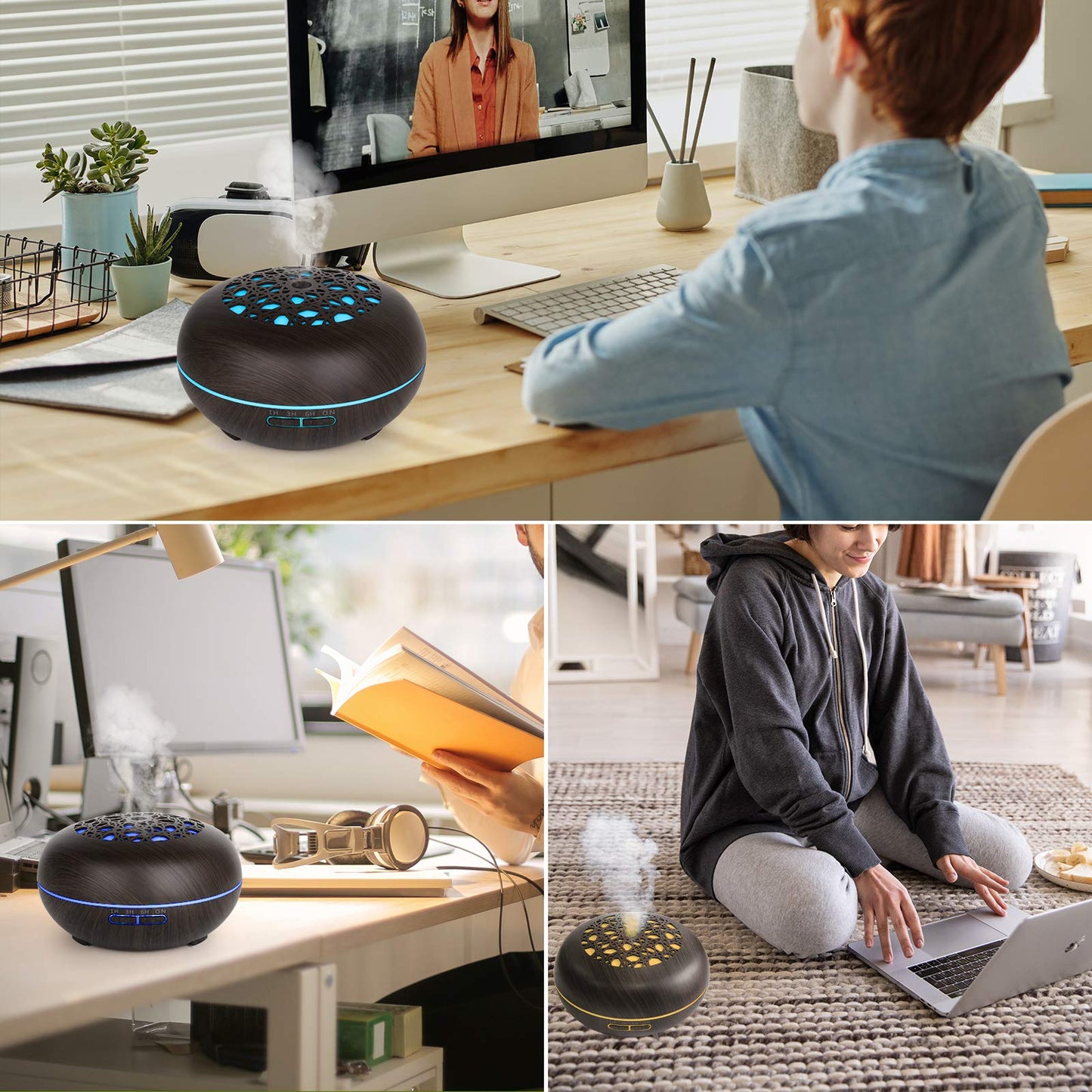 Aroma Diffuser Luftbefeuchter 550ml mit Fernbedienung, Ultraschall Vernebler Duftlampe Öle Diffusor mit 7 Farben LED Wasserlose Abschaltautomatik