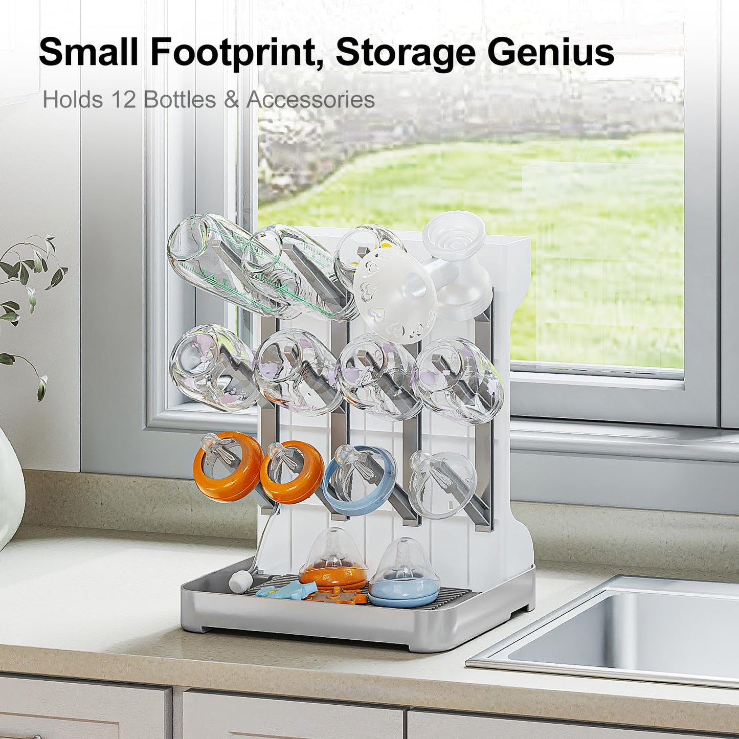 Flaschentrockner Halter – platzsparender Stand Arbeitsplatte Trockenständer für Babyflaschen