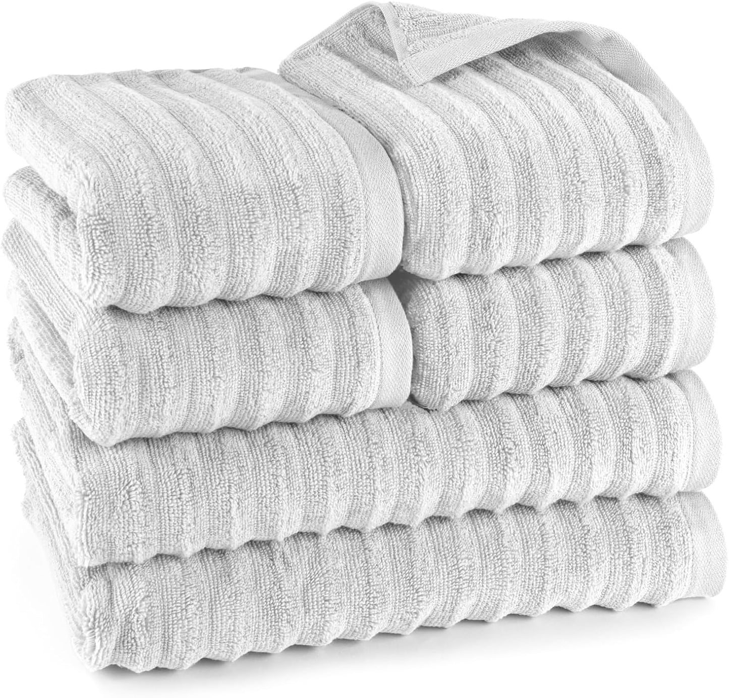 Pure Label 6-Piece Hand Towel Set with Hanging Loops Made of 100% Cotton, Absorbent and Soft, 2 x Bath Towels (70 x 140 cm), 2 x Hand Towels (50 x 100 cm), 2 x Guest Towels (30 x 50 cm),