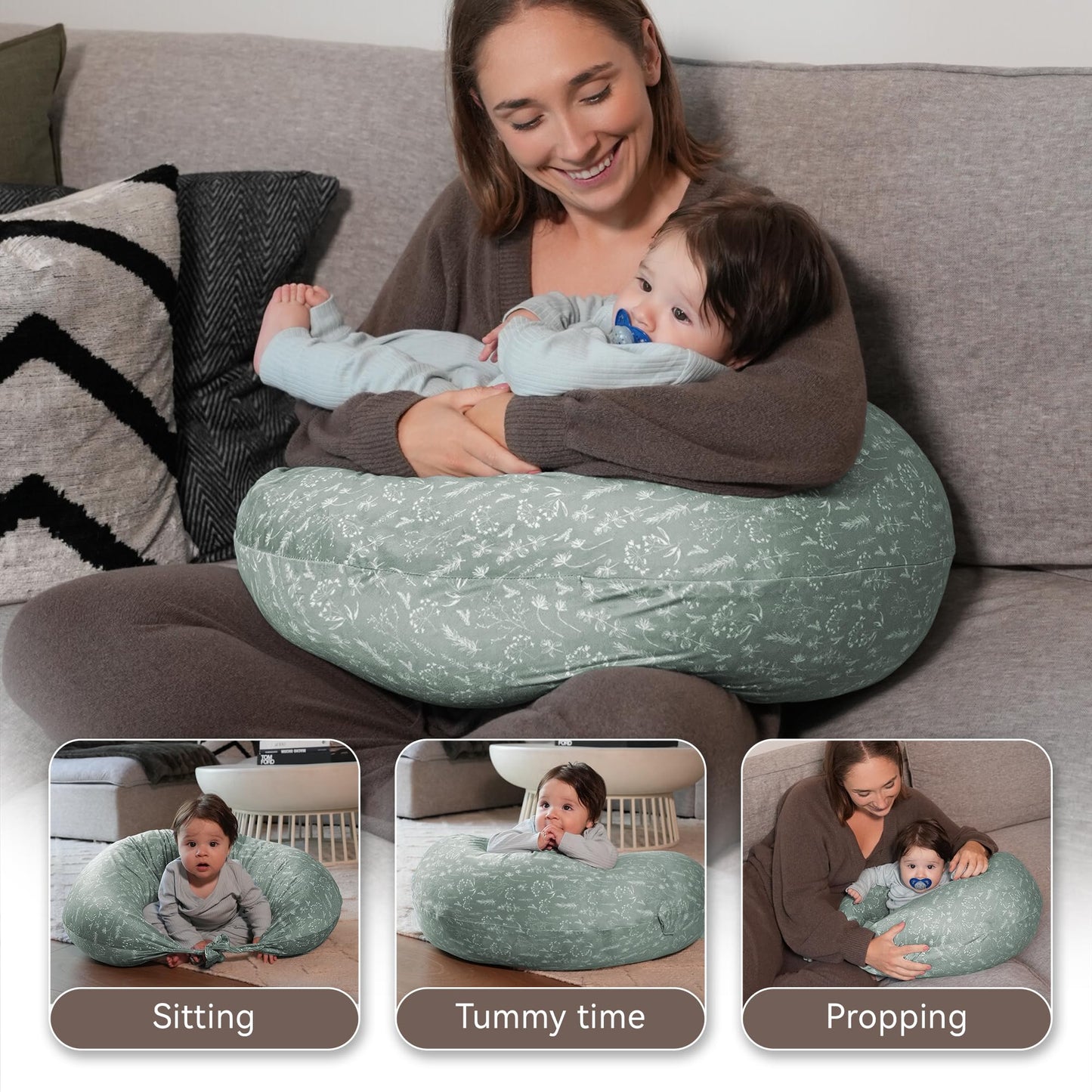 Nursing Pillow, Versatile Plus Size Positioning Pillow, Pregnancy Pillow for Baby and Adults, Side Sleeper Pillow with Washable