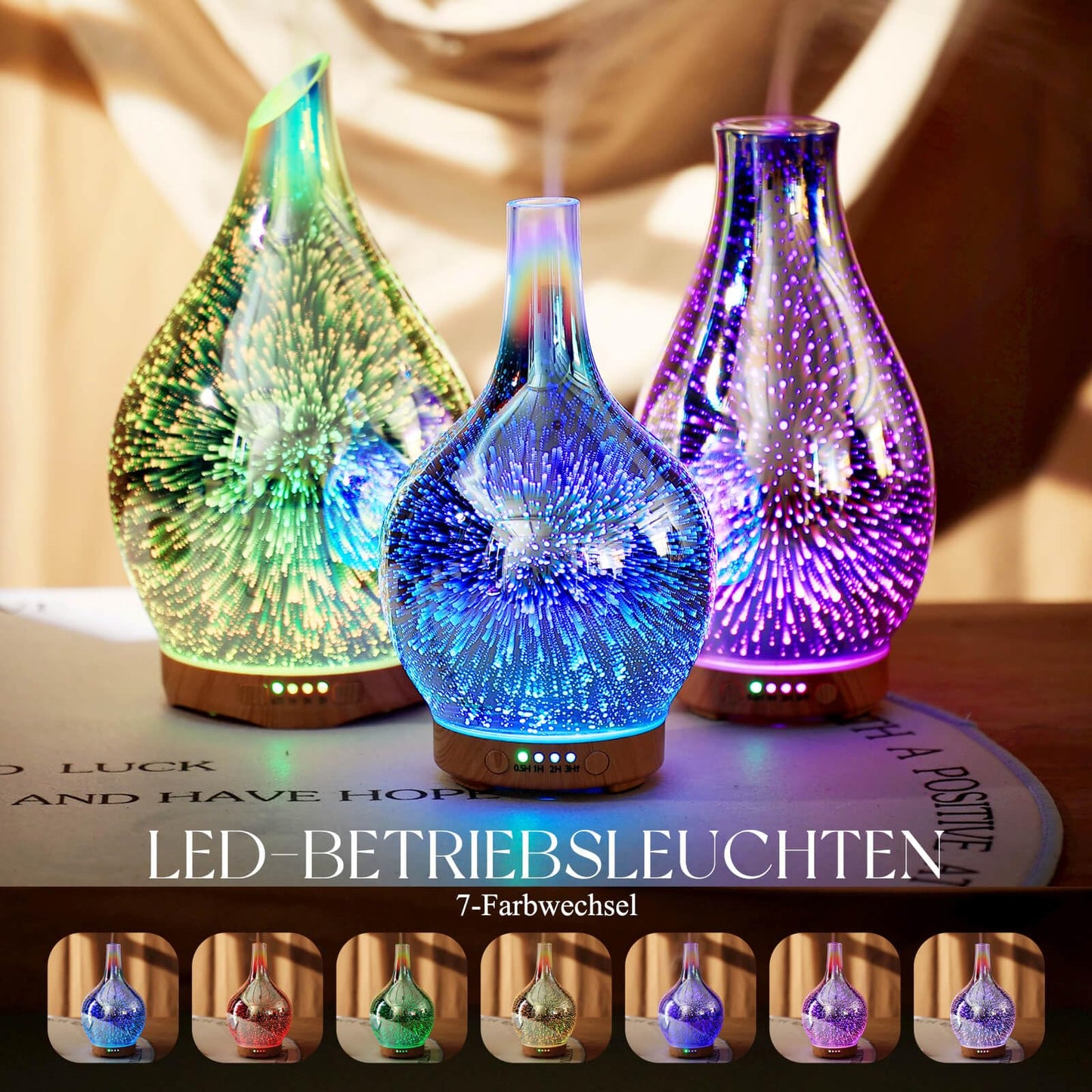 Aroma Diffuser Luftbefeuchter,150ml Luftbefeuchter Ultraschall Leise 7 farbwechselnde LEDs,Diffuser für Ätherische Öle Raumbefeuchter