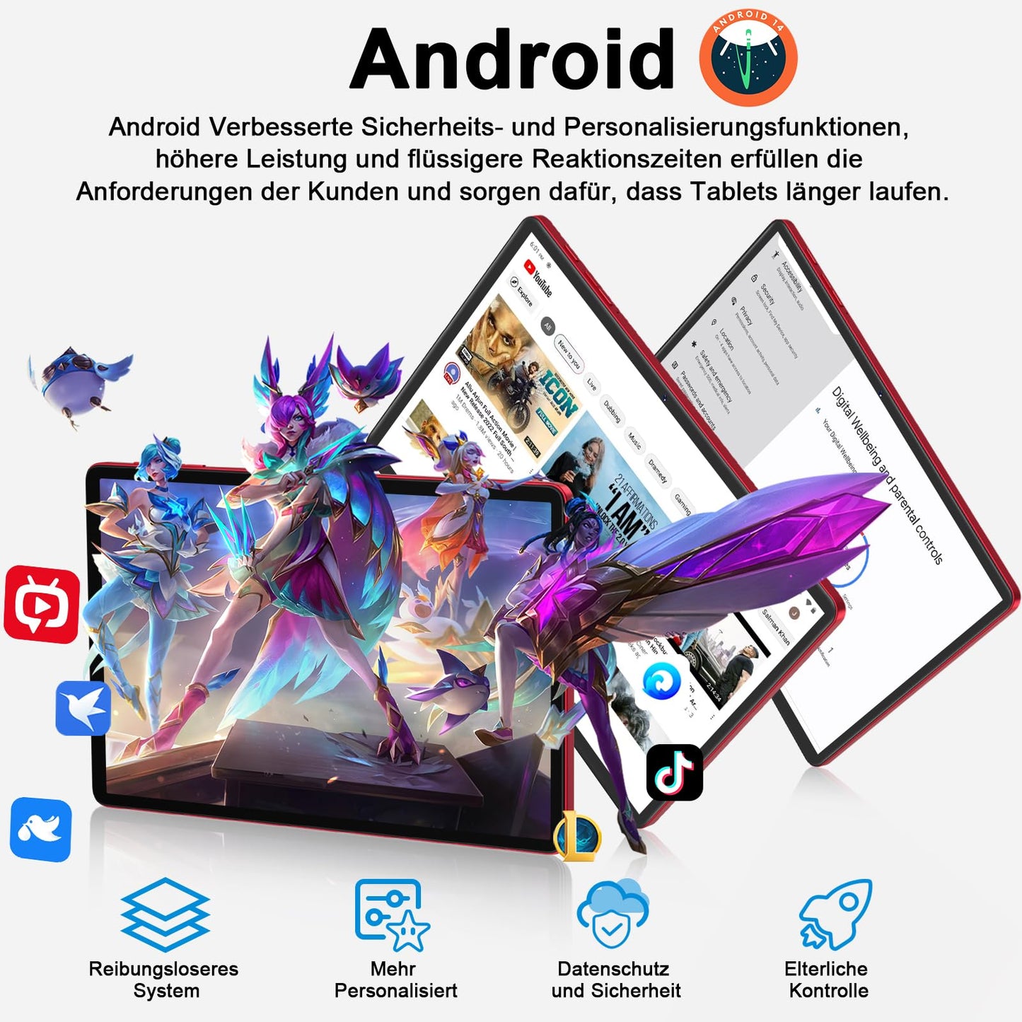 Tablet 11 Zoll Android mit, 24GB RAM 256GB ROM TF 1TB, Octa-Core, GMS, 5G WiFi 6, Bluetooth 5.0