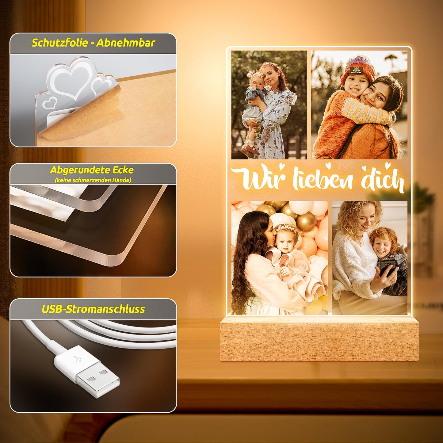 Personalised Christmas Gifts for Women & Men, Personalised Picture Frame with Photo, Photo Gifts Personalised for Him Her, Personalised Gifts