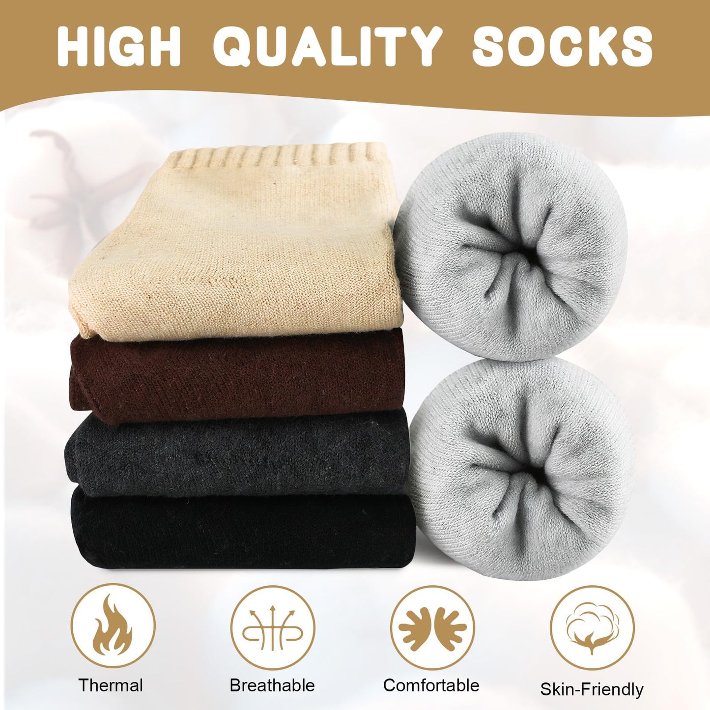 Airabc 5 Pairs of Women's Thermal Socks, Warm Winter Socks, Colourful Cosy and Breathable