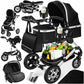 Kesser® Loops 3-in-1 Combination Pram, Complete Set Including Baby Tub & Buggy Sports Seat & Baby Car Seat, Full Rubber Tyres
