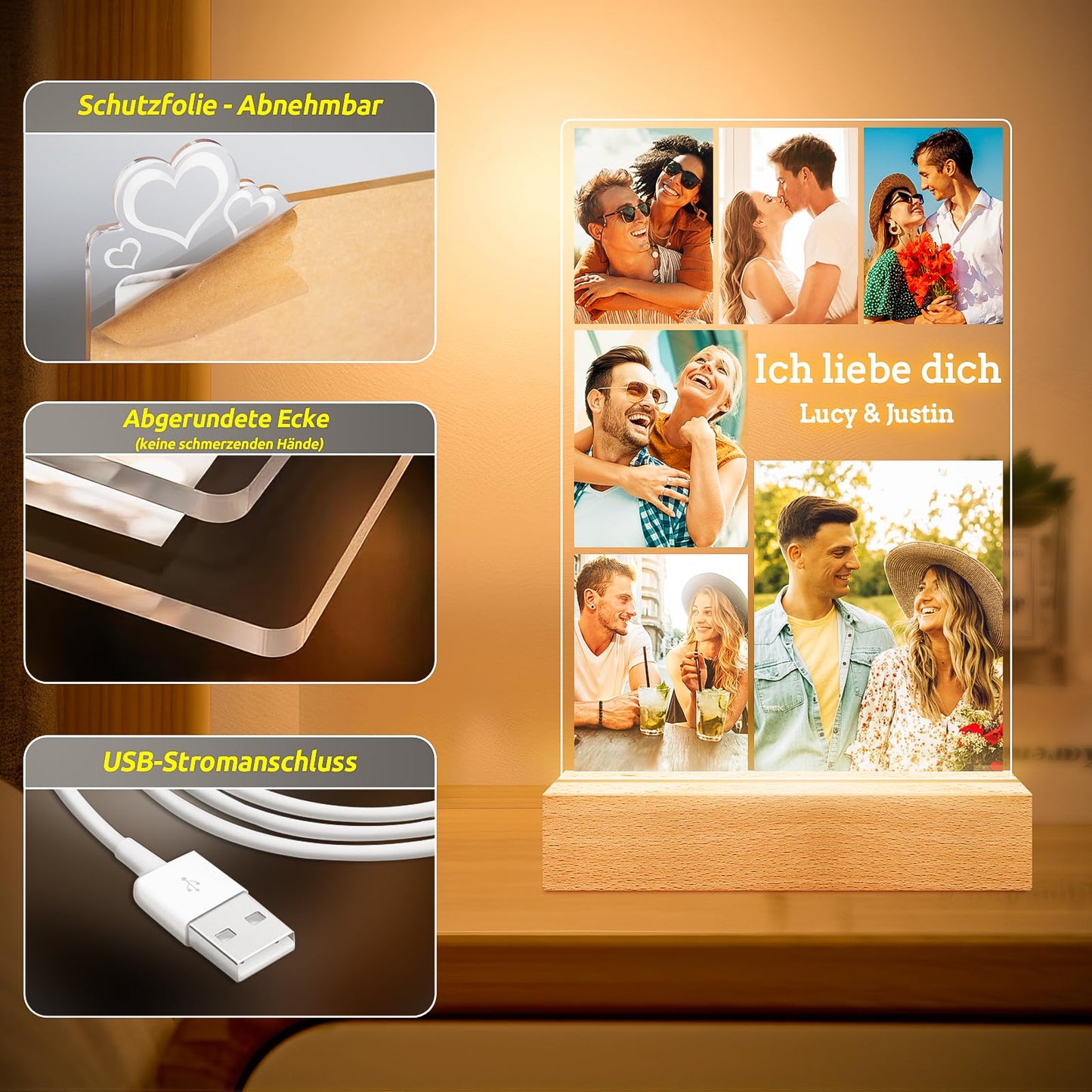 Personalised Christmas Gifts for Women & Men, Personalised Picture Frame with Photo, Photo Gifts Personalised for Him Her, Personalised Gifts