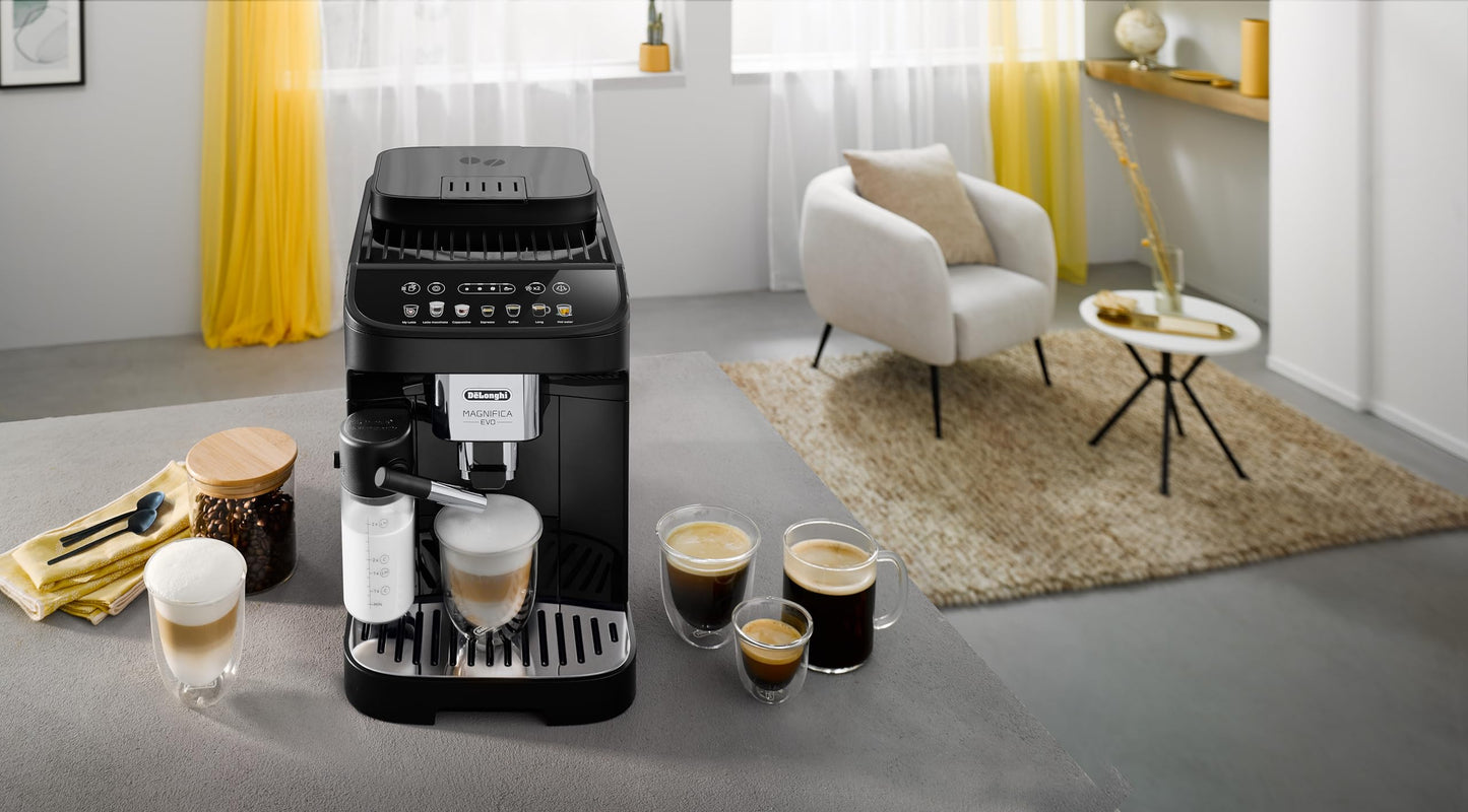 De'Longhi Fully Automatic Coffee Machine with LatteCrema Milk System, 7 Direct Selection Buttons for Cappuccino, Espresso