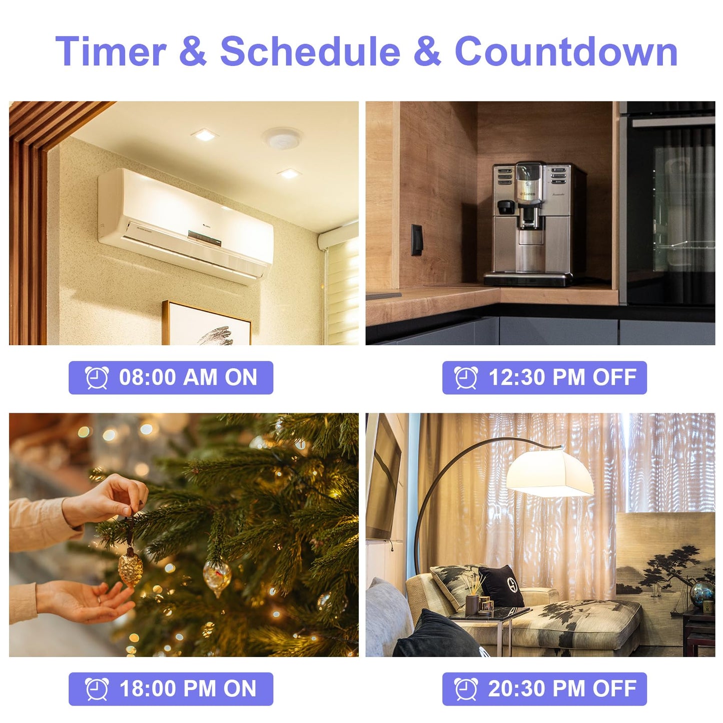 WLAN Smart Steckdose 16A Stromverbrauch Messen kompatibel mit Alexa/Google Home, Kinderschutz, Smart Life