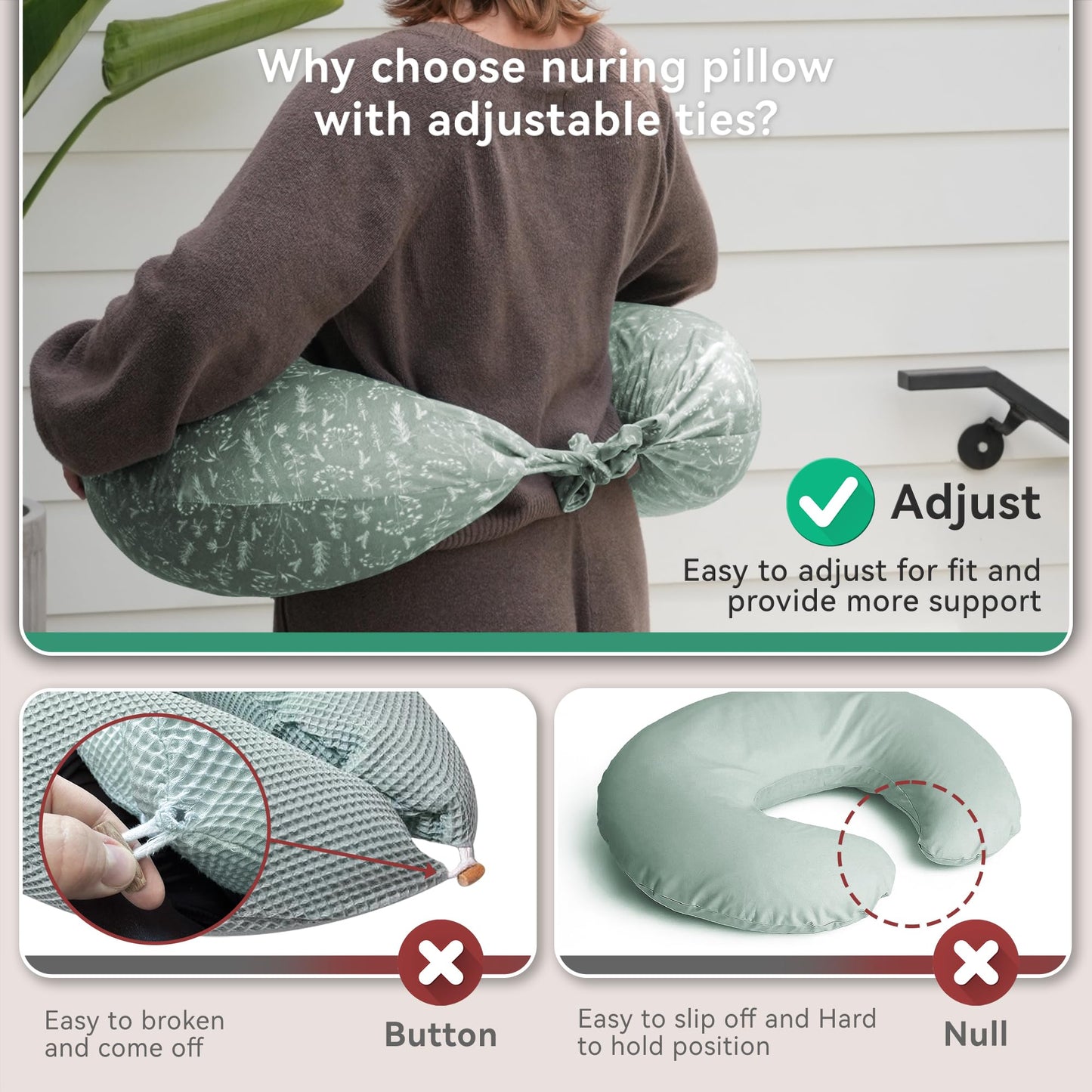 Nursing Pillow, Versatile Plus Size Positioning Pillow, Pregnancy Pillow for Baby and Adults, Side Sleeper Pillow with Washable