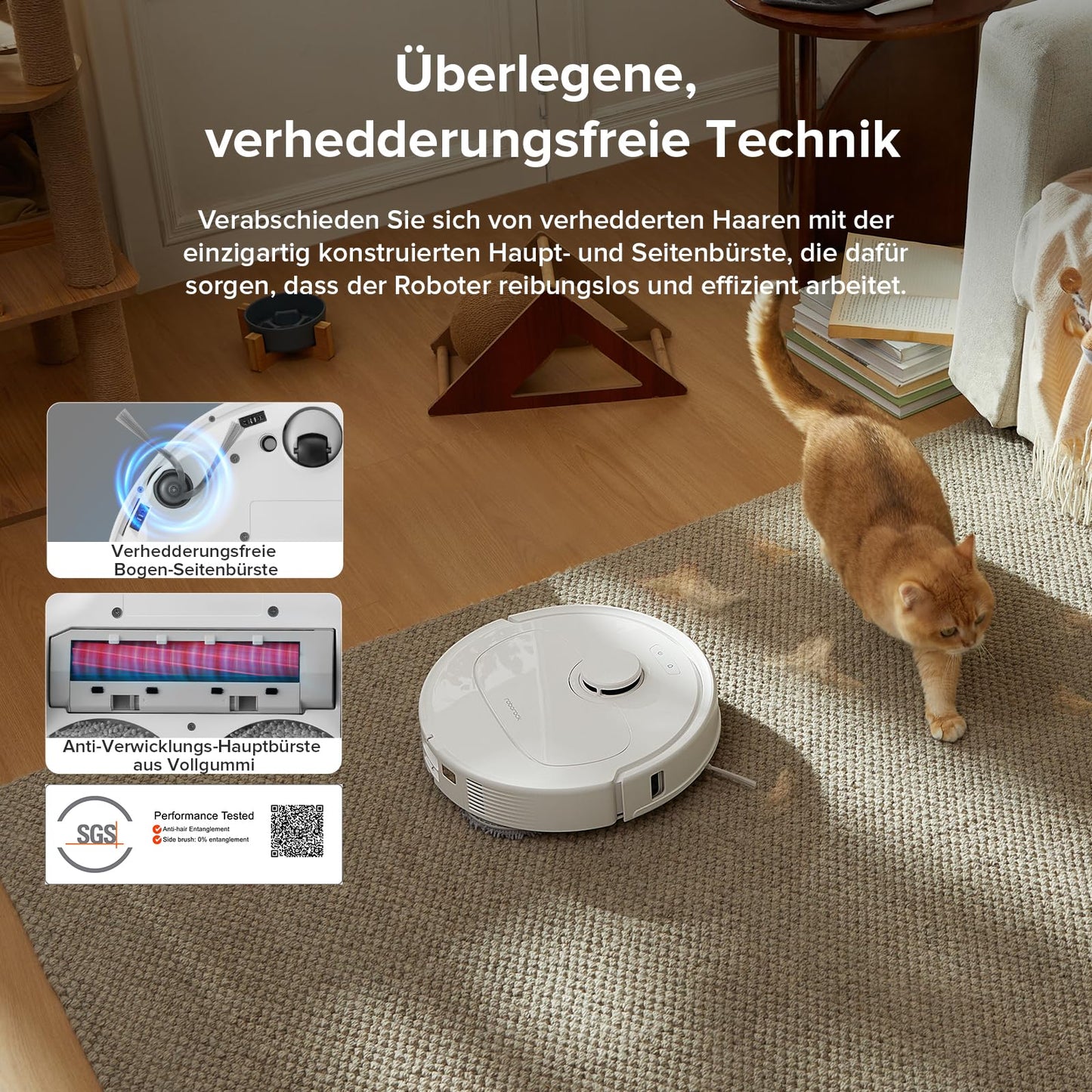 Robot Vacuum Cleaner with Wiping Function, 8000Pa Suction Power Anti-Tangling Side Brush, Obstacle Avoidance