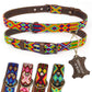 Hundehalsband Leder - braunes Rindsleder Tribal Grün/Braun/Beiges