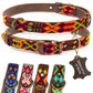 Hundehalsband Leder - braunes Rindsleder Tribal Grün/Braun/Beiges