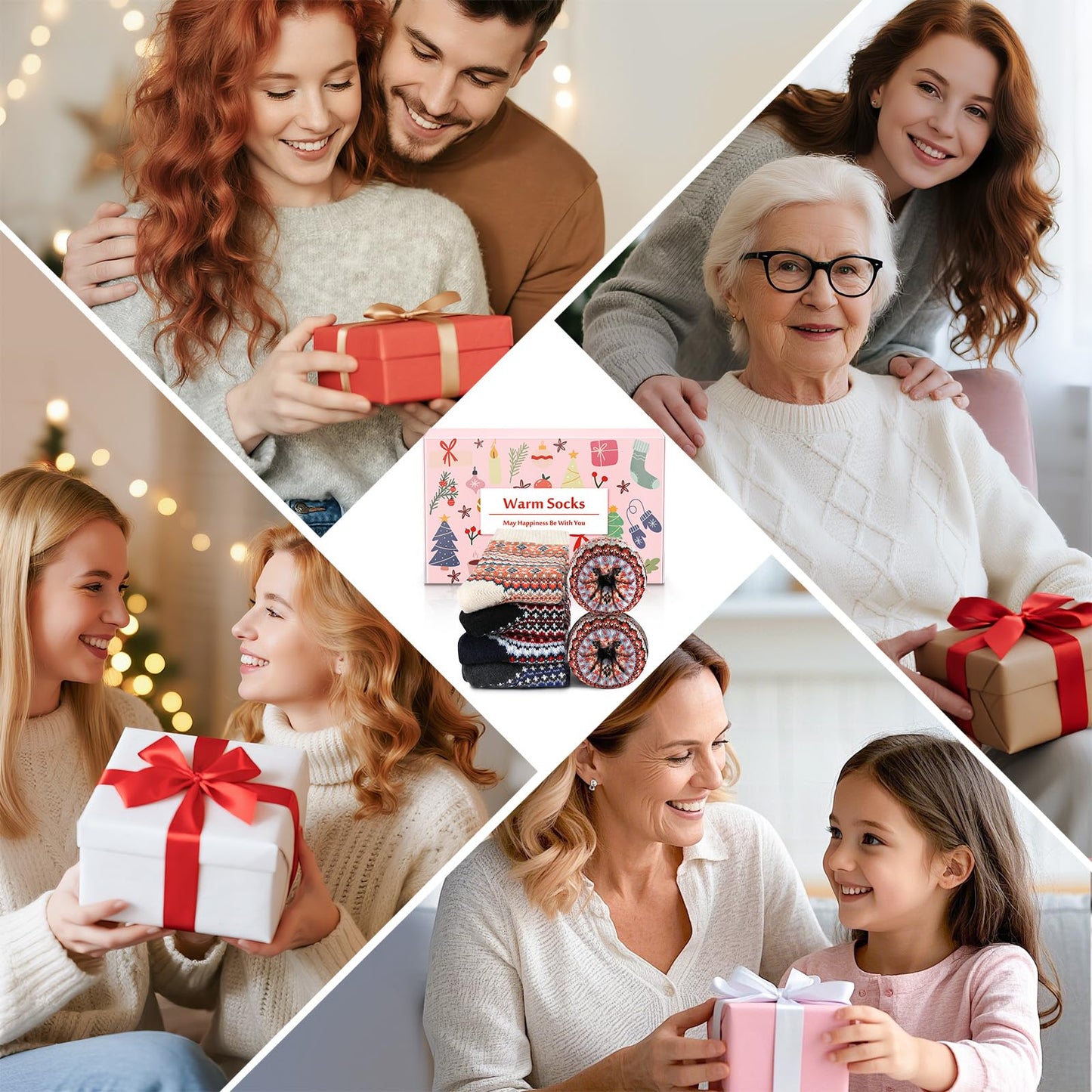 Airabc 5 Pairs of Women's Thermal Socks, Warm Winter Socks, Colourful Cosy and Breathable