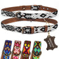 Hundehalsband Leder - braunes Rindsleder Tribal Grün/Braun/Beiges