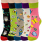Chalier Cozy 5 Paar Damen Socken Hunde Katzen Motiven, Baumwolle