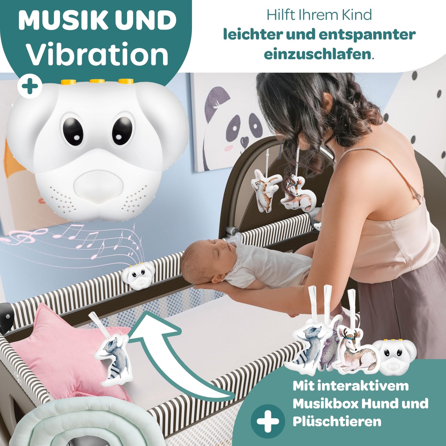 Kidiz Baby Cot, Travel Cot, Foldable with Mattress and Wheels, 120 x 60 cm, Side Entrance