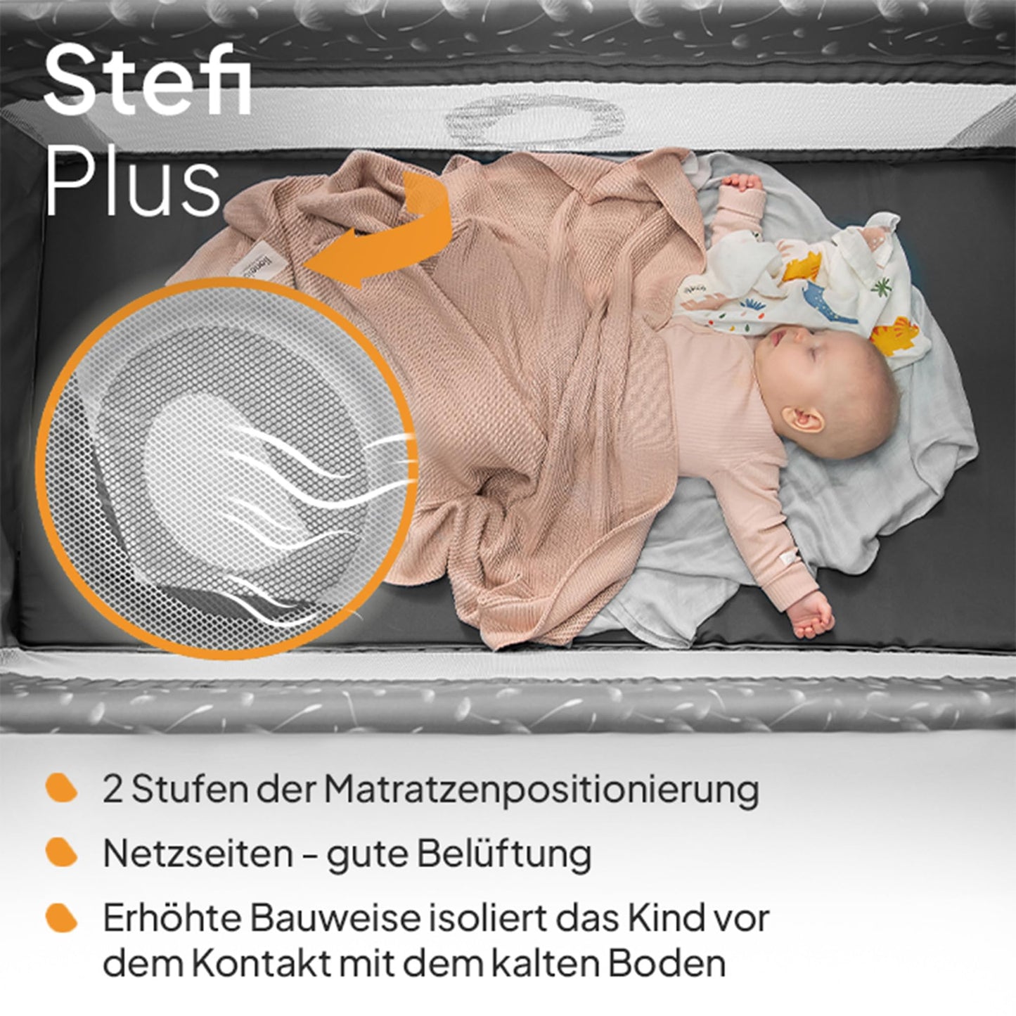 Reisebett bis 15 kg Babybett Kinderreisebett mit Matratze Seitlicher Eingang mit Reißverschluss