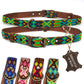 Hundehalsband Leder - braunes Rindsleder Tribal Grün/Braun/Beiges