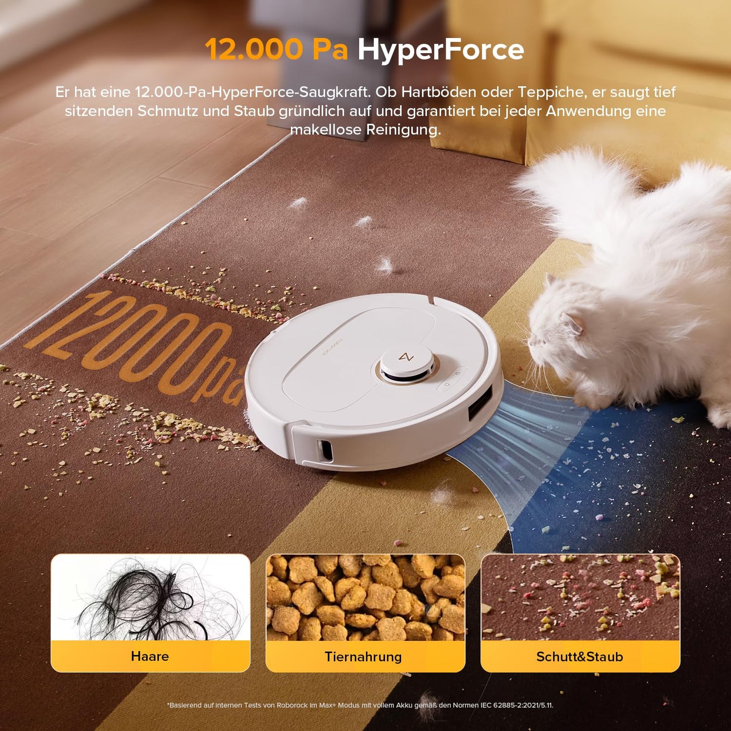 Robot Vacuum Cleaner with Wiping Function, 8000Pa Suction Power Anti-Tangling Side Brush, Obstacle Avoidance